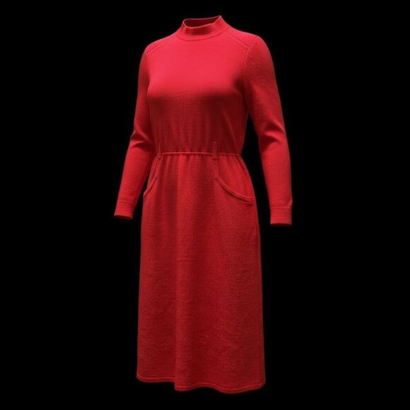 St. John Dresses & Skirts - Vintage St. John Saks Fifth Ave 1980s Santana Knit Red Dress Pockets USA Size 12